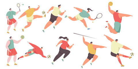 flat people athlete sport illustration