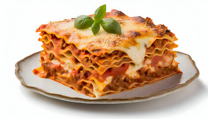 Lasagna Italian food design with white background generative AI 