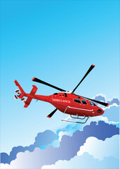 Fototapeta na wymiar Ambulance Helicopter. Vector 3d hand drawn illustration
