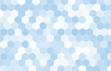 Blue mosaic hexagon grid on white background. Vector illustration