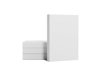 4 softcover books with blank cover isolated. 3d Render