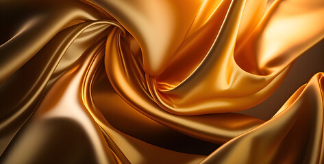 A world of golden luxury with a stunning abstract background featuring a gradient of light brown, orange, gold, and yellow silk satin.