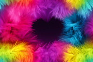 Flamboyant rainbow LGBT colored background of fake fur. LGBTQ flag.