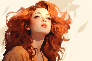 Fototapeta na wymiar Illustration of a red-headed woman