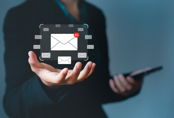 New email notifications for business email communication and digital marketing. Inbox receives...