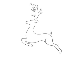 Continuous single line drawing of wild reindeer for national park logo identity. Elegant buck mammal animal mascot concept for nature conservation. Isolated on white background vector illustration. 