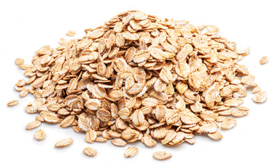 Wheat flakes isolated on white background.