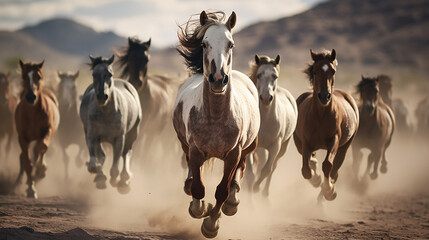 Generative Sprint: Group of Horses Running, an AI-Enhanced Symphony of Equine Motion