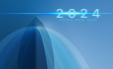 2024 Happy New Year abstract cruise in gradient