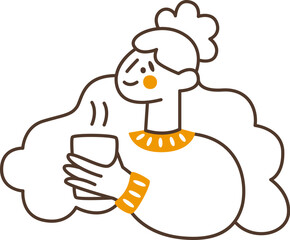 Woman With Coffee Outline Sticker