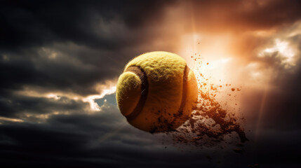 Tennis ball in sunlight defined texture - obrazy, fototapety, plakaty