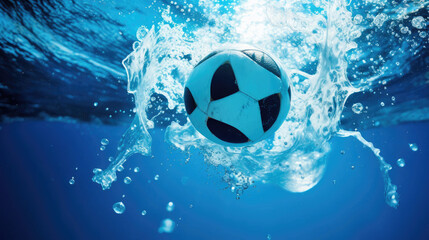 Dynamic water polo ball mid-air vibrant splashes vivid texture