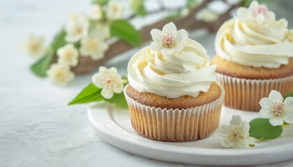 Obraz na płótnie Canvas Spring themed cupcake for birthday or anniversary celebrations