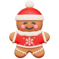 Christmas Food Gingerbread Cookie 3D Icon Isolated Transparent Background