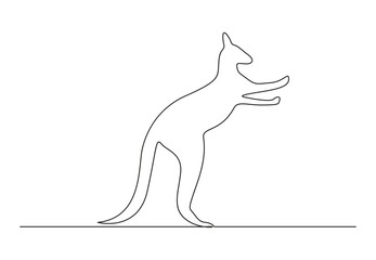 Kangaroo single continuous line drawing. Isolated on white background vector illustration. Premium vector. 