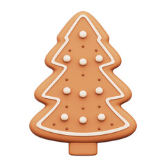 Christmas Food Gingerbread Cookie 3D Icon Isolated Transparent Background