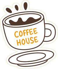 Coffee House Outline Sticker
