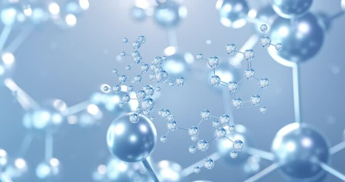 Nicotinamide adenine dinucleotide, rotating 3D model of nad, seamless looped video, molecular structure with selective focus