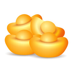 Golden ingots vector illustration with transparent background