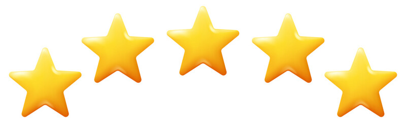 Customer rating feedback concept. Five stars review icon set. Realistic 3d design. For mobile applications
