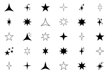 Stars set icons. Rating star signs collection vector - obrazy, fototapety, plakaty