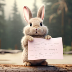 Cute Bunny Rabbit Holding a Sign