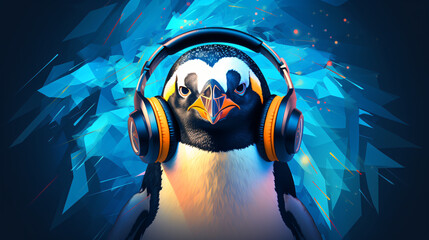 Penguin Wearing Headphones