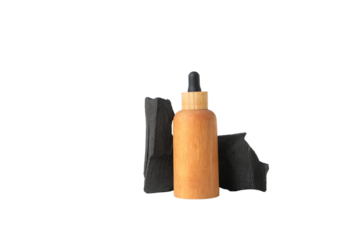 PNG, cosmetics with charcoal, isolated on white background.