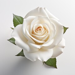 White rose isolated on white background . AI Generative