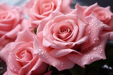  Beautiful pink rose macro background  ,AI Generate