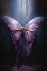 A painting of a butterfly with purple wings. Generative AI.