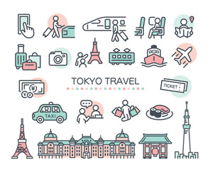 旅行アイコンのセット