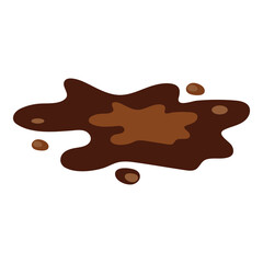 Hand drawn mud puddle illustration. Brown autumn natural liquid on the ground. Dirty water.