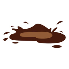 Hand drawn mud puddle illustration. Brown autumn natural liquid on the ground. Dirty water.