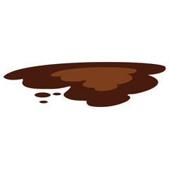 Hand drawn mud puddle illustration. Brown autumn natural liquid on the ground. Dirty water.