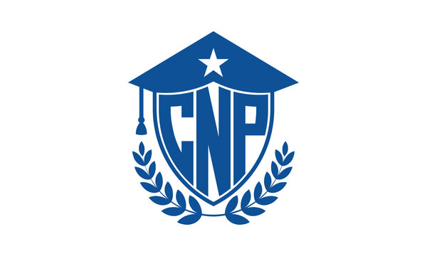 CNP three letter iconic academic logo design vector template. monogram, abstract, school, college, university, graduation cap symbol logo, shield, model, institute, educational, coaching canter, tech