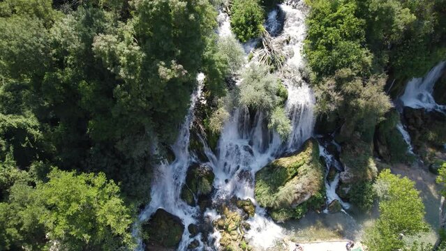 Bird's-eye view of cascading Kravica Falls, Bosnia