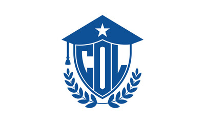COL three letter iconic academic logo design vector template. monogram, abstract, school, college, university, graduation cap symbol logo, shield, model, institute, educational, coaching canter, tech