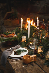 christmas table setting for christmas holiday winter wedding