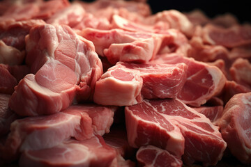 Pieces of fresh raw meat close-up