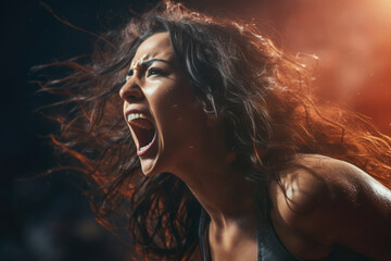 Crazy angry mad woman shouting - obrazy, fototapety, plakaty