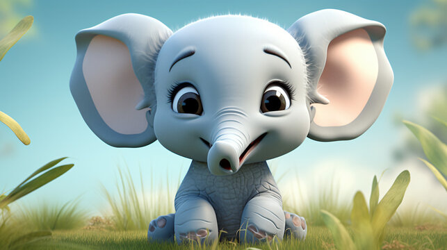 Cute Cartoon Baby Elephant