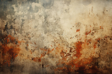 Grunge background concrete cracked wall with red spots