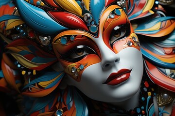 Masked kaleidoscope intricate arrangement of carnival masks, carnival festival pictures
