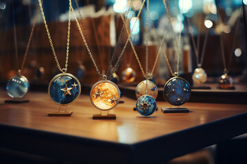  An astrology-themed jewelry shop showcasing zodiac sign pendants and celestial designs, offering mystical accessories for cosmic fashion enthusiasts.
