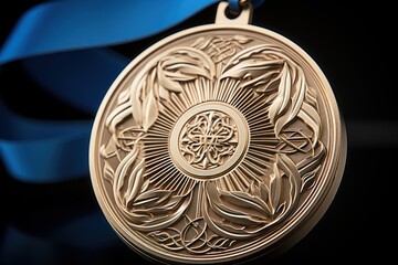 Close examination unveils the intricate craftsmanship of the medal, recognition and reward images
