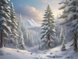 winter landscape with trees.winter background. A forest winter season landscape background