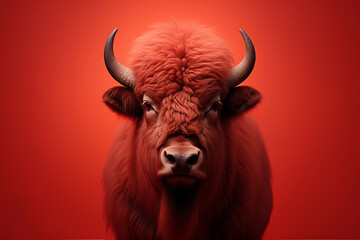 American Bison icon, featuring a sleek and stylish American Bison profile against a pale coral background. This design offers a modern and sophisticated touch, suitable for contemporary branding.