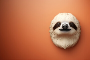Obraz premium A minimalist Sloth icon, featuring a sleek and stylish Sloth profile against a pale coral background. This design offers a modern and sophisticated touch, suitable for contemporary branding.