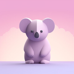 Fototapeta premium Koala icon in silhouette, gracefully standing against a serene pastel lavender background, exuding elegance and charm. Ideal for nature-themed designs and advertisements.